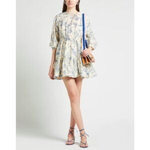 NWT SANDRO SHORT floral blue DRESSES SIZE FR 36/ US 4